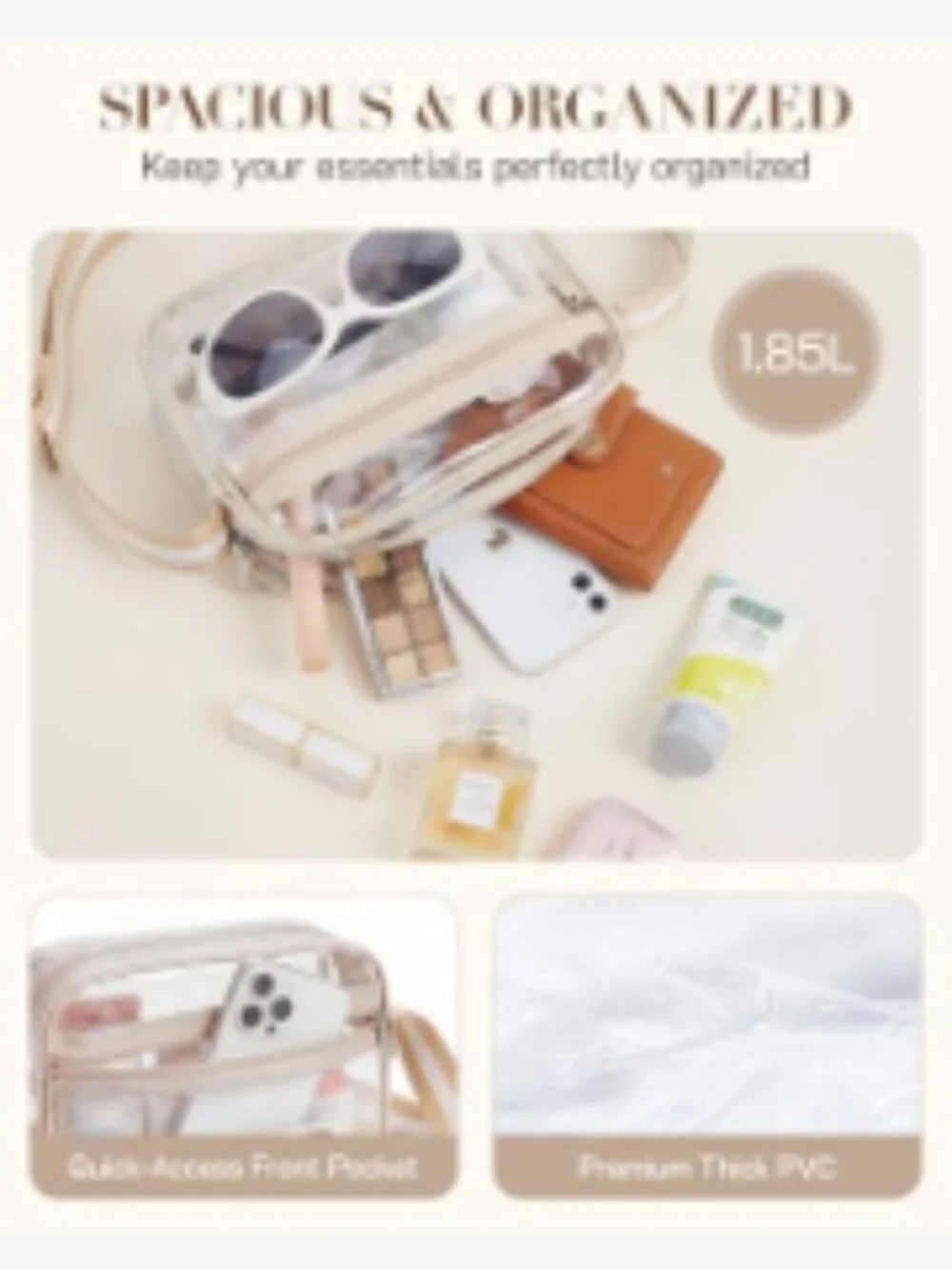 Clear Crossbody Bag for Stadium Events PVC Small Purse with Guitar Strap